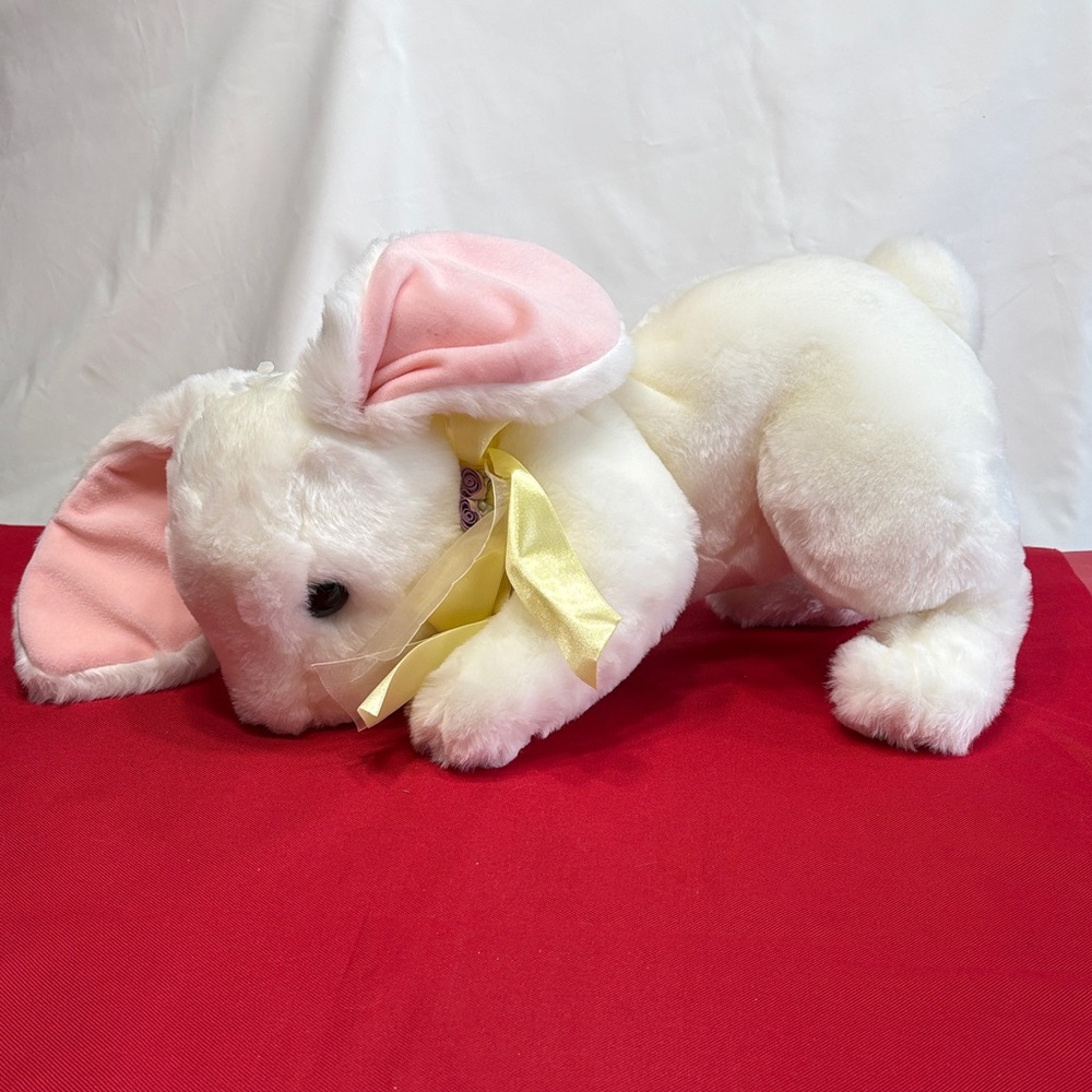 Commonwealth White Bunny With Yellow Ribbon Plush 16" - Picture 2 of 8